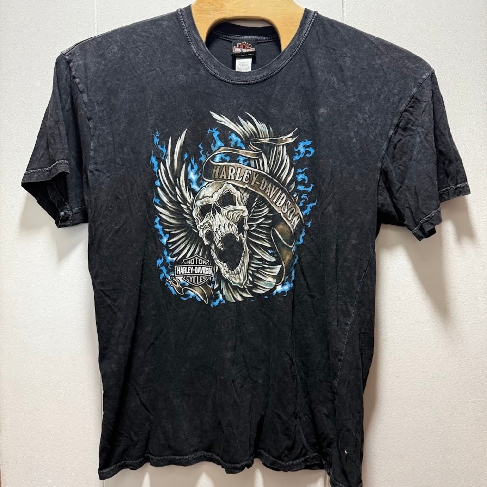 Harley-Davidson West Bend Wisconsin Skull Eagle Graphic T-Shirt XL Faded Black